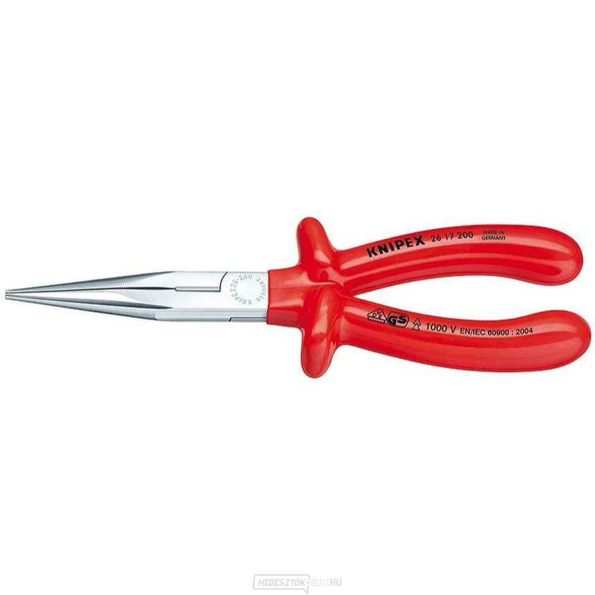 Félköríves fogó pengékkel (csőrös) 200 mm - 1000V.  KNIPEX 26 17 200 - krómozott, VDE-szigetelésű