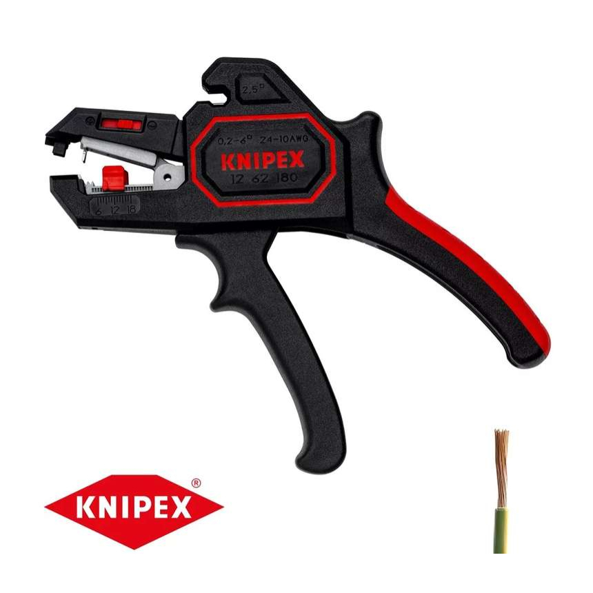 Önbeálló fogó a 180 mm-es csíkozáshoz. KNIPEX 12 62 180 - polírozott fej, többkomponensű hüvelyek