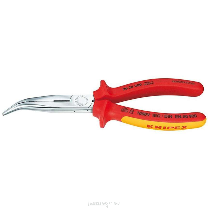 Félköríves fogó pengékkel (csőrös) 200 mm KNIPEX 26 26 26 200 - 1000V. Krómozott, VDE többkomponensű hüvelyek