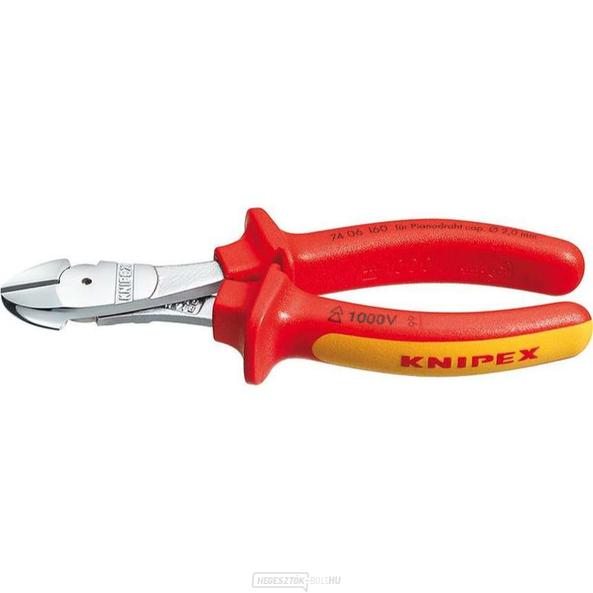 Erőműves oldalkés 160 mm - 1000V. KNIPEX 74 06 160 - krómozott, többkomponensű VDE hüvelyek