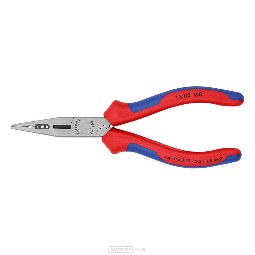 Villanyszerelő fogó 160 mm fogáshoz, lefejtéshez és vágáshoz - KNIPEX 13 02 160 - polírozott fej, többkomponensű hüvelyek