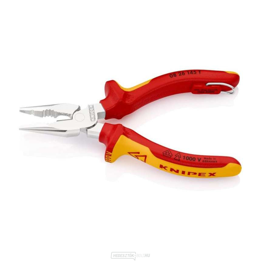 Keskeny kombinált fogó 145 mm, rögzítőszemmel Knipex 08 26 145 T VDE