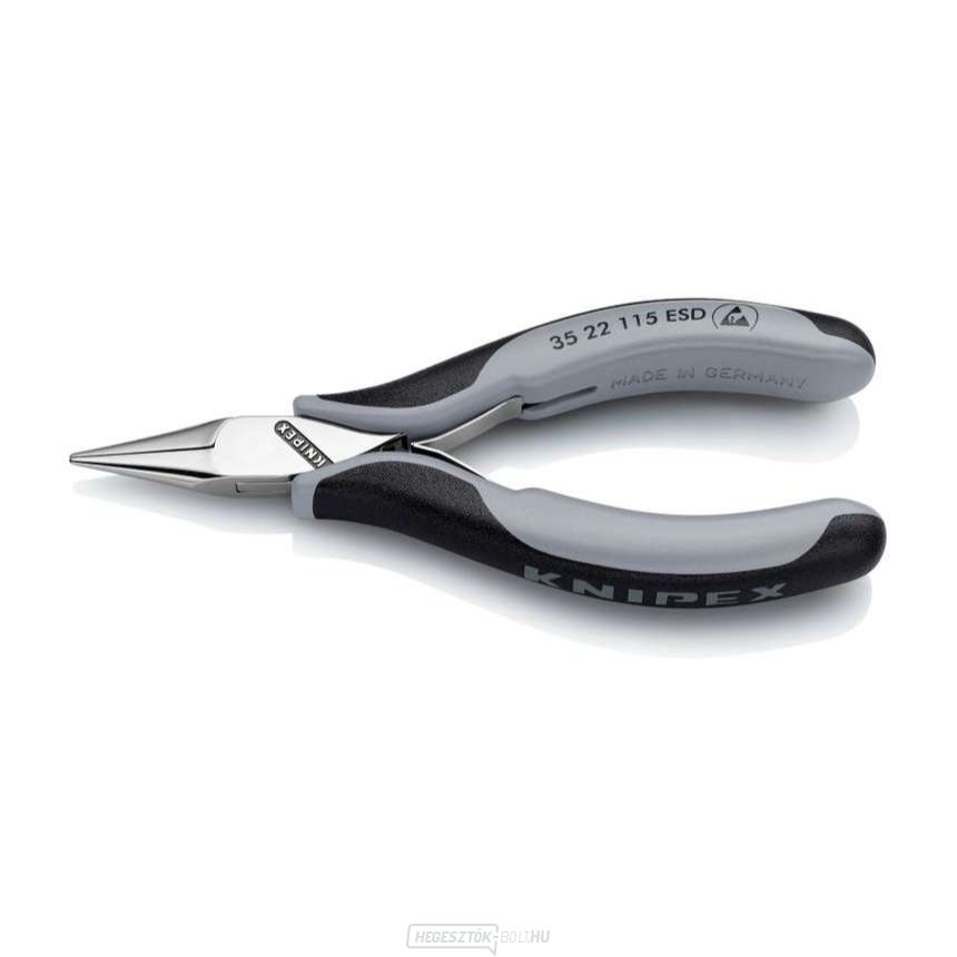 Elektronikai szerelőfogó 115 mm Knipex 35 22 115 ESD - csiszolt fej, többkomponensű hüvelyek