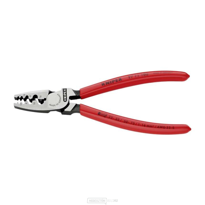 KNIPEX 97 71 180 krimpelő fogó 180 mm-es véghüvelyekhez - polírozott fej, műanyag hüvelyekhez