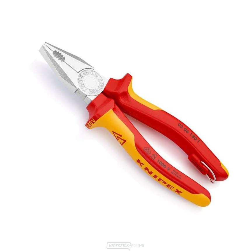 Kombinált fogó rögzítőszemmel Knipex 03 06 180 T 180 mm VDE