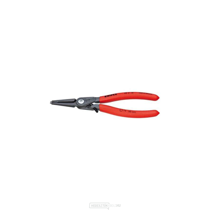 KNIPEX 48 31 J2 precíziós fogó rögzítőgyűrűkhöz, 180 mm - szürke foszfátozott, csúszásmentes műanyagból