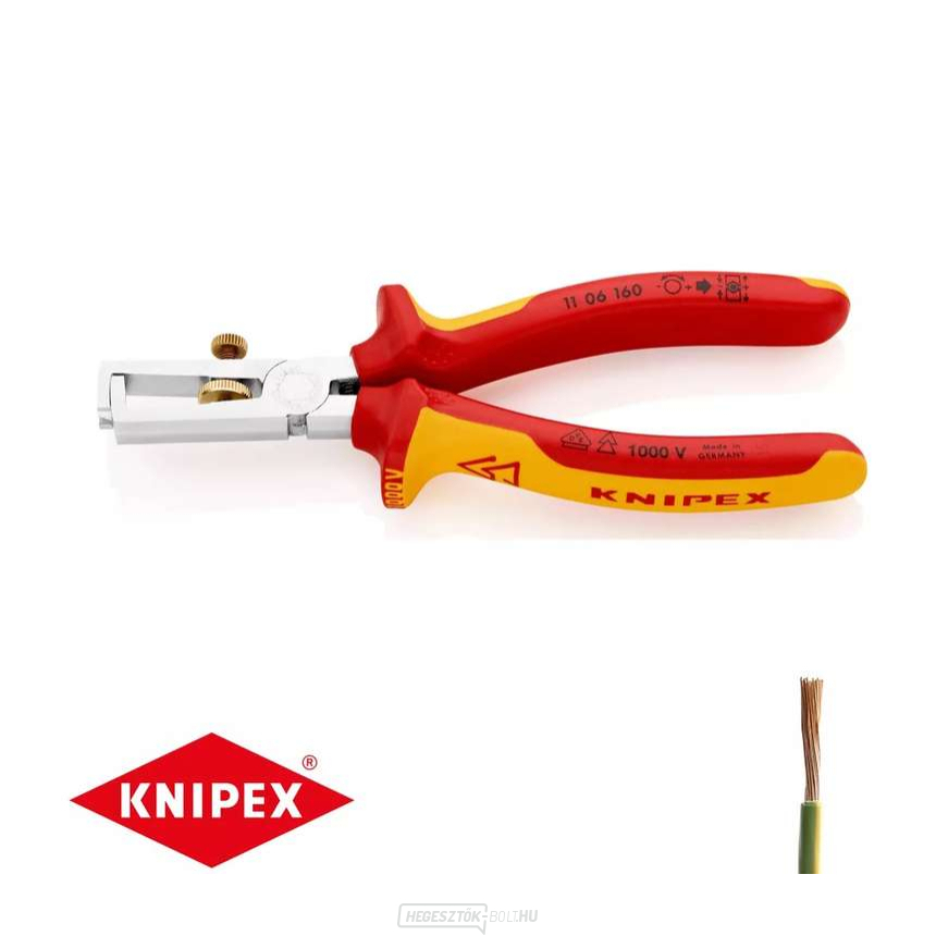 Húzófogó 160 mm - 1000V. KNIPEX 11 06 160 - krómozott, többkomponensű VDE hüvelyek