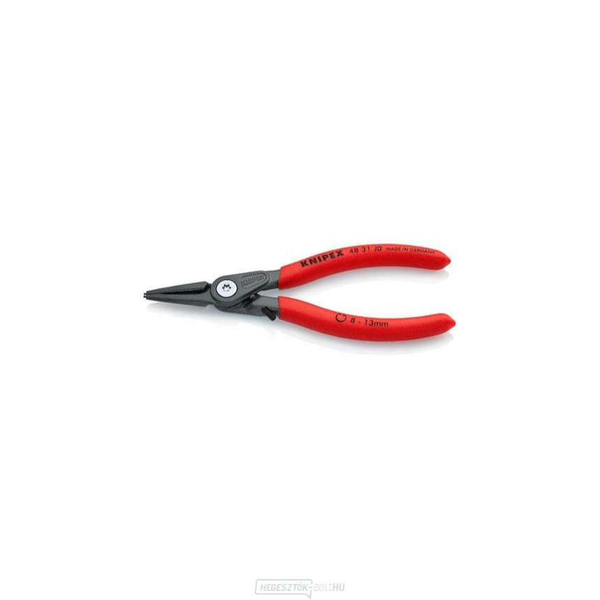 KNIPEX 48 31 J0 precíziós fogó rögzítőgyűrűkhöz, 140 mm - szürke foszfátozott, csúszásmentes műanyagból