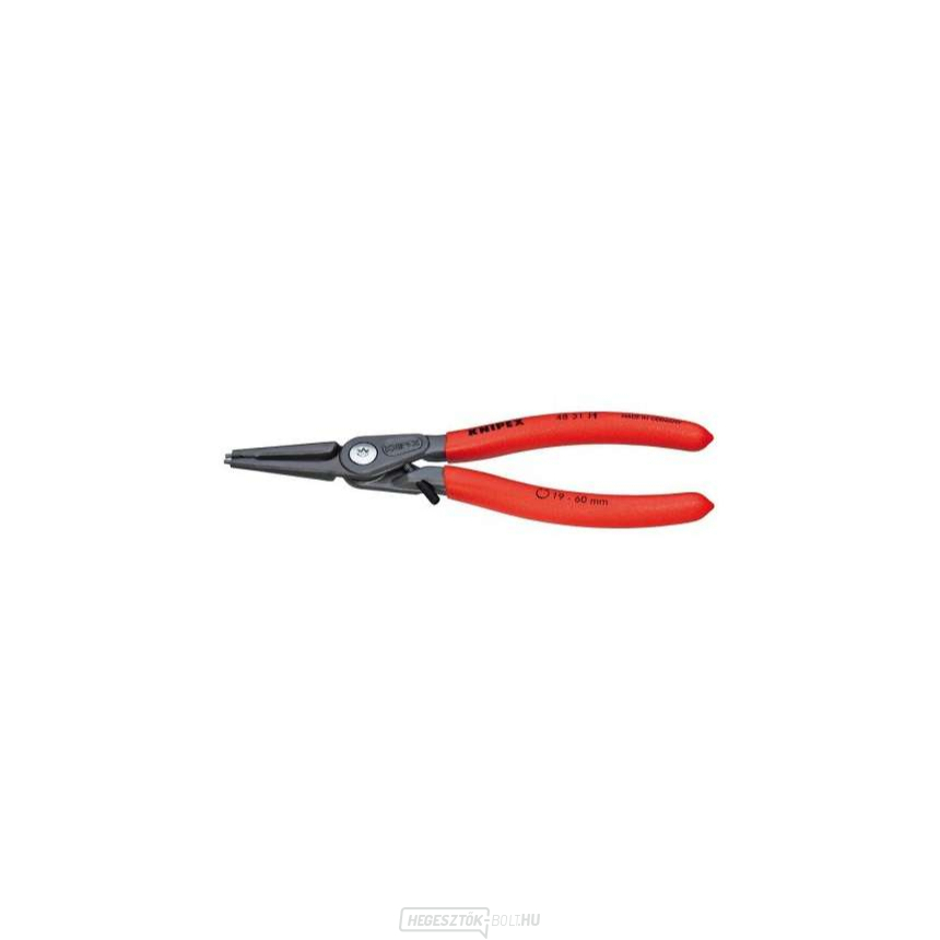 KNIPEX 48 31 J1 precíziós fogó rögzítőgyűrűkhöz, 140 mm - szürke foszfátozott, csúszásmentes műanyagból