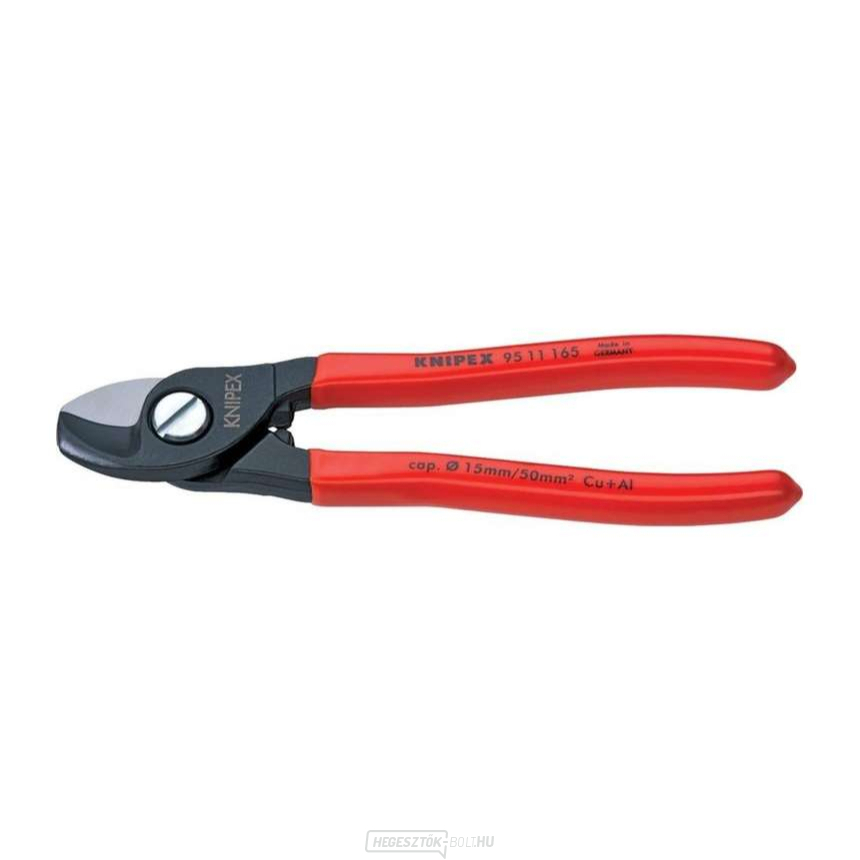 Kábelolló 165 mm KNIPEX 95 11 165 - polírozott fej, műanyag hüvelyek