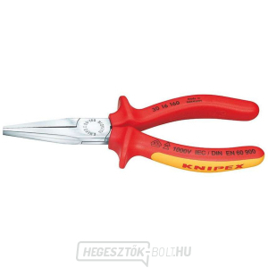 Langbeck típusú lapos fogó (meghosszabbított pofákkal) 160 mm - 1000V. KNIPEX 30 16 160 - krómozott, többkomponensű VDE hüvelyek Langbeck típusú lapos fogó (meghosszabbított pofákkal) 160 mm - 1000V. KNIPEX 30 16 160 - krómozott, többkomponensű VDE hüvelyek gallery main image