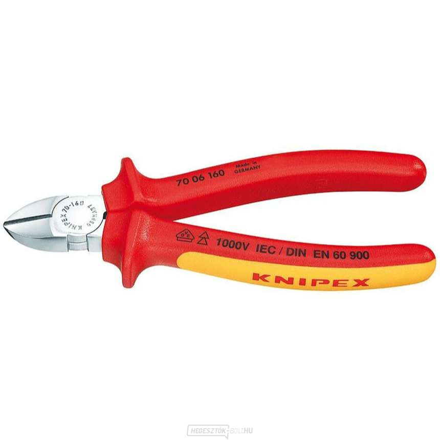 Oldalvágó 125 mm - 1000V. KNIPEX 70 06 125 - krómozott, többkomponensű VDE hüvelyek