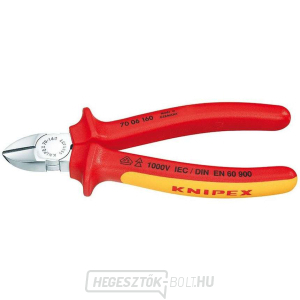 Oldalvágó 125 mm - 1000V. KNIPEX 70 06 125 - krómozott, többkomponensű VDE hüvelyek Oldalvágó 125 mm - 1000V. KNIPEX 70 06 125 - krómozott, többkomponensű VDE hüvelyek gallery main image