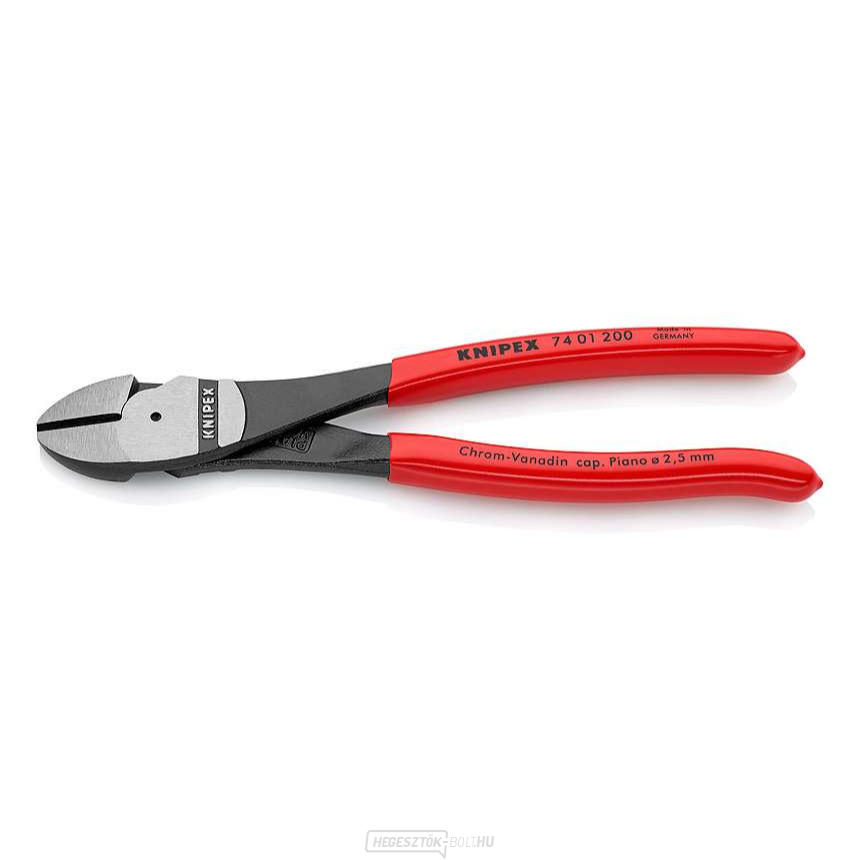 Motoros oldalvágó 200 mm KNIPEX 74 01 200 - polírozott fej, műanyag hüvelyek