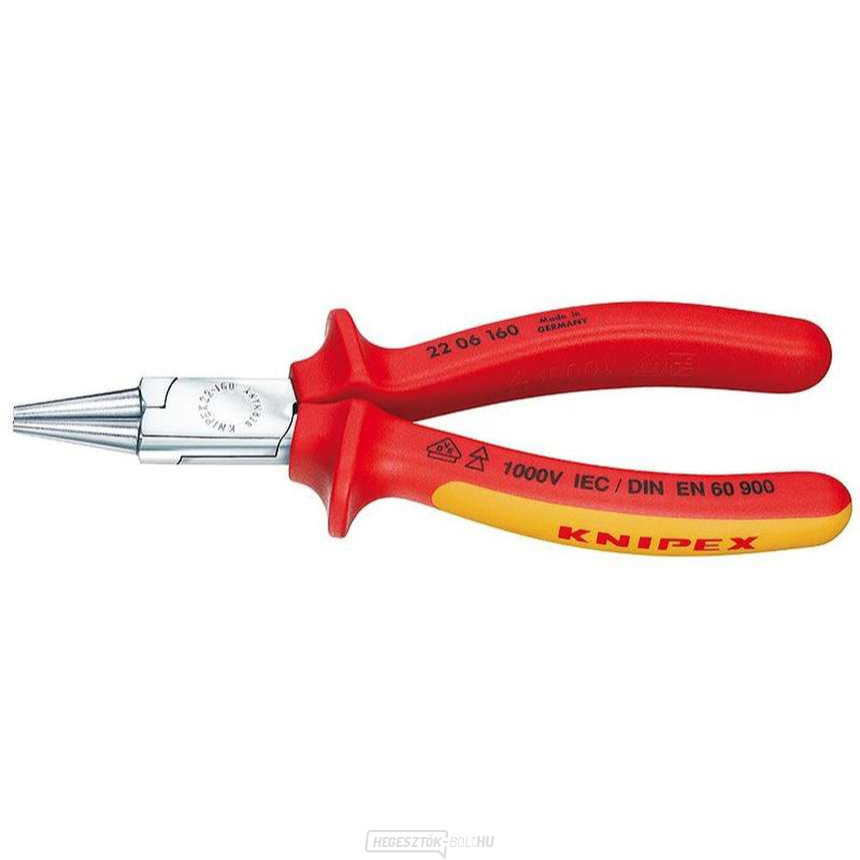 Körfogó 160 mm VDE (1000 V). KNIPEX 22 06 160 - krómozott, többkomponensű hüvelyes fogó.