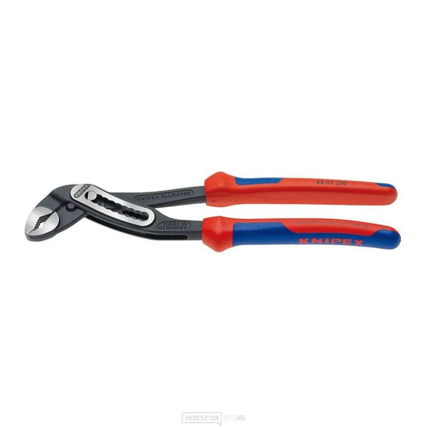 Alligátor 180 mm-es vízvezeték-szerelő fogó. KNIPEX 88 02 180 - csiszolt fej, többkomponensű hüvelyek