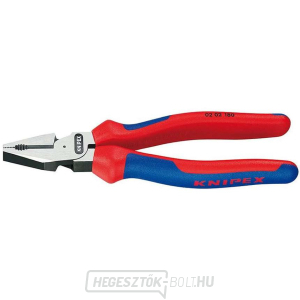 Erő kombinált fogó 180 mm. KNIPEX 02 02 180 - polírozott fej, többkomponensű hüvelyek Erő kombinált fogó 180 mm. KNIPEX 02 02 180 - polírozott fej, többkomponensű hüvelyek gallery main image