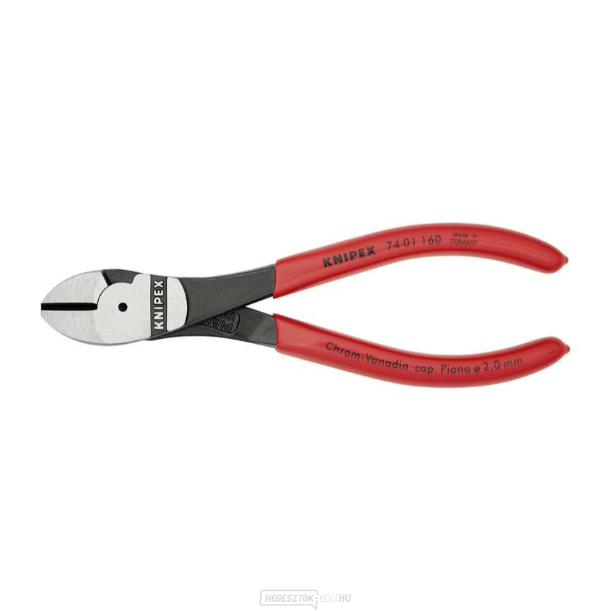 Motoros oldalvágó 160 mm KNIPEX 74 01 160 - polírozott fej, műanyag hüvelyek