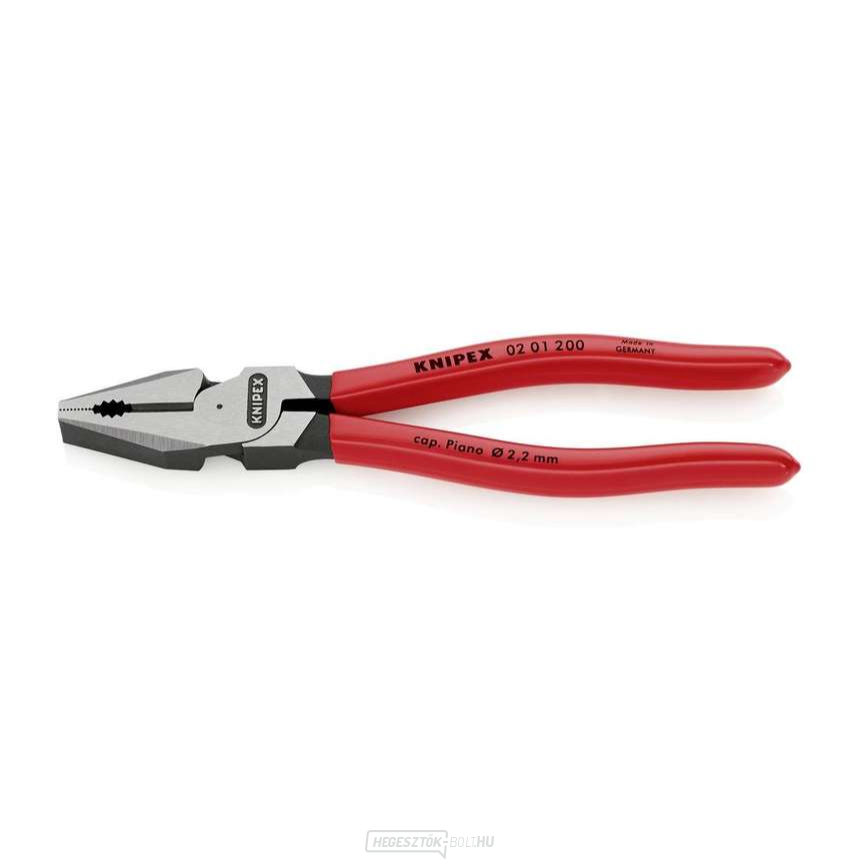 Erő kombinált fogó 200 mm. KNIPEX 02 01 200 - polírozott, műanyag hüvelyek