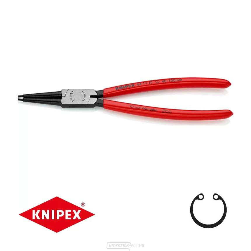 Biztonsági fogó 225 mm, belső egyenes. Knipex - 44 11 J3 - DIN 5265 C. Polírozott, műanyag bevonattal.