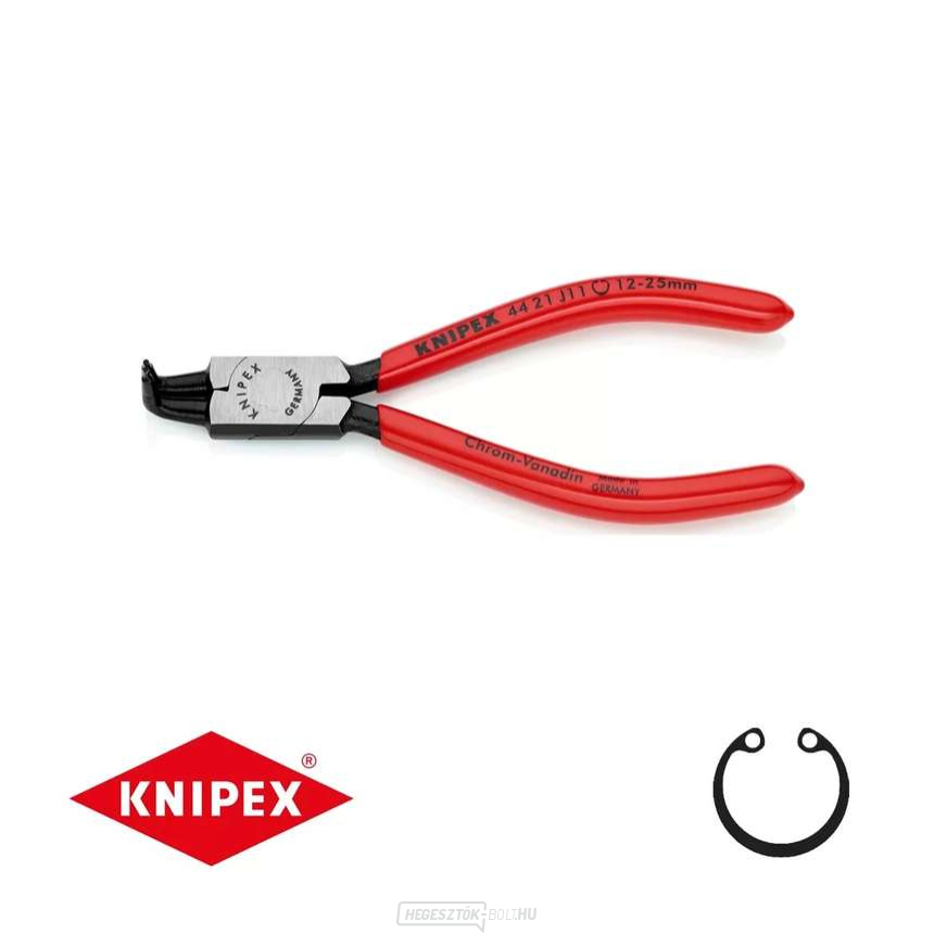 Körkörös fogó 130 mm, belső íves. Knipex - 44 21 J11 - DIN 5256 D. Polírozott, műanyag bevonatú.