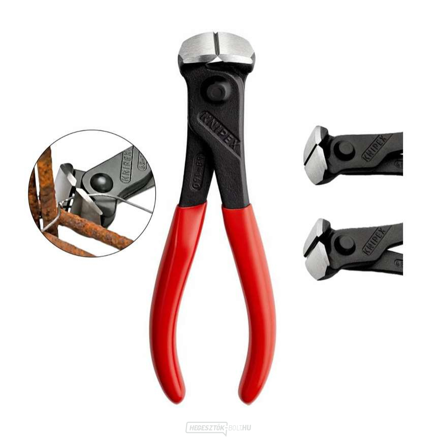 Vágófogó 160 mm KNIPEX 68 01 160 - csiszolt fej, műanyag hüvelyek