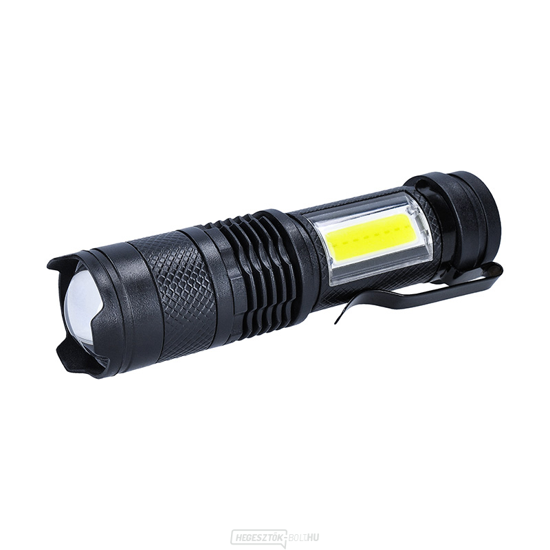 Solight LED újratölthető zseblámpa zoommal, 100lm + 70lm, Li-Ion, USB, fekete