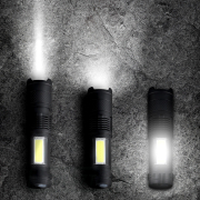 Solight LED újratölthető zseblámpa zoommal, 100lm + 70lm, Li-Ion, USB, fekete Előnézet 