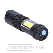 Solight LED újratölthető zseblámpa zoommal, 100lm + 70lm, Li-Ion, USB, fekete náhled