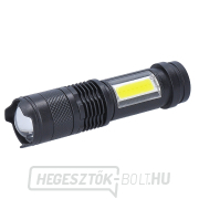 Solight LED újratölthető zseblámpa zoommal, 100lm + 70lm, Li-Ion, USB, fekete gallery main image