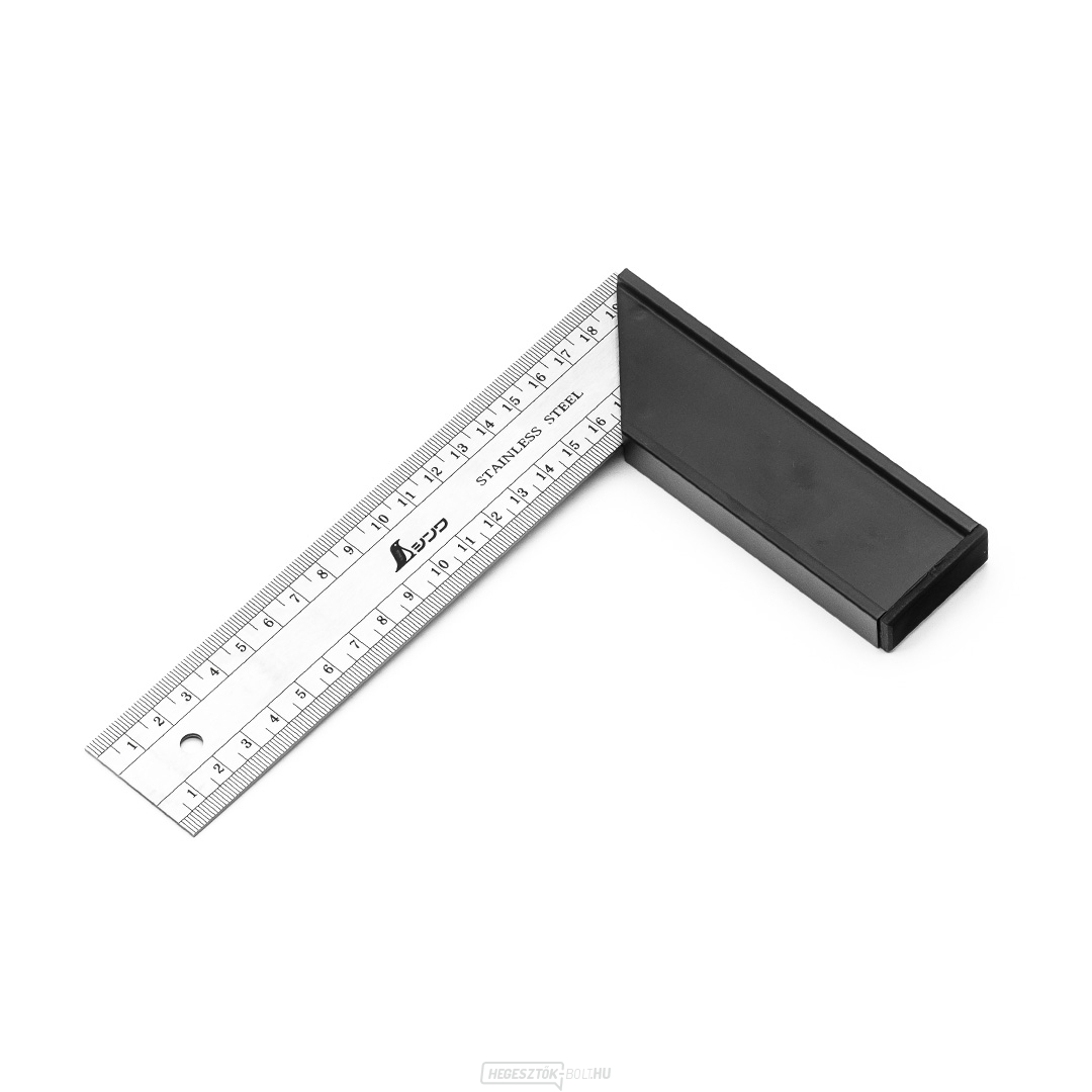 SHINWA rozsdamentes acél szög, robusztus alumínium talppal, skálával - 200 mm