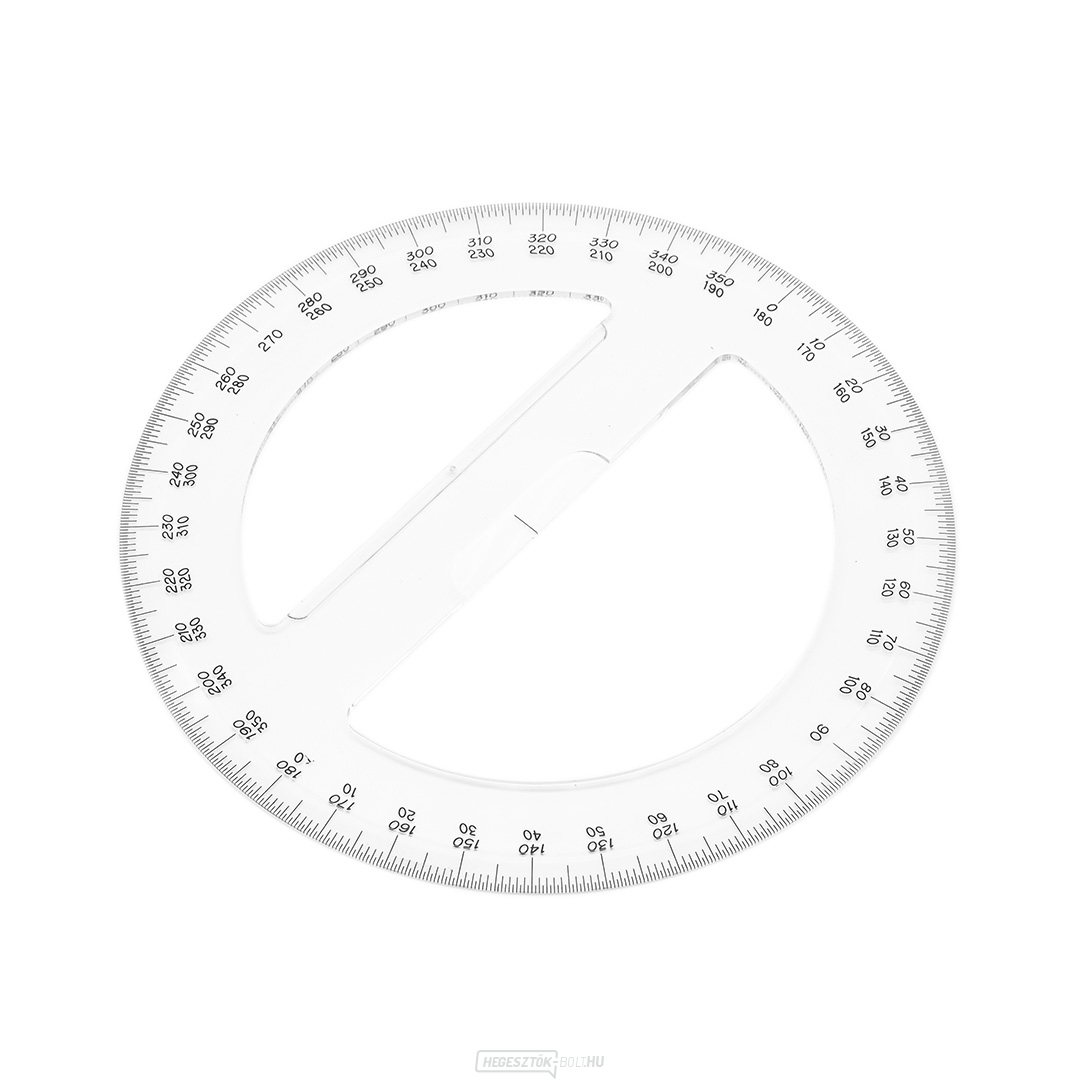 SHINWA japán kör alakú szögmérő átlátszó akrilból 360° - átmérő 150 mm