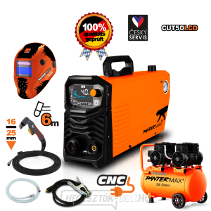 PANTERMAX CUT50LCD® kézi inverteres plazmavágó + kompresszor + burkolat + zseblámpa + kábelek + piros. szelep + tömlő gallery main image