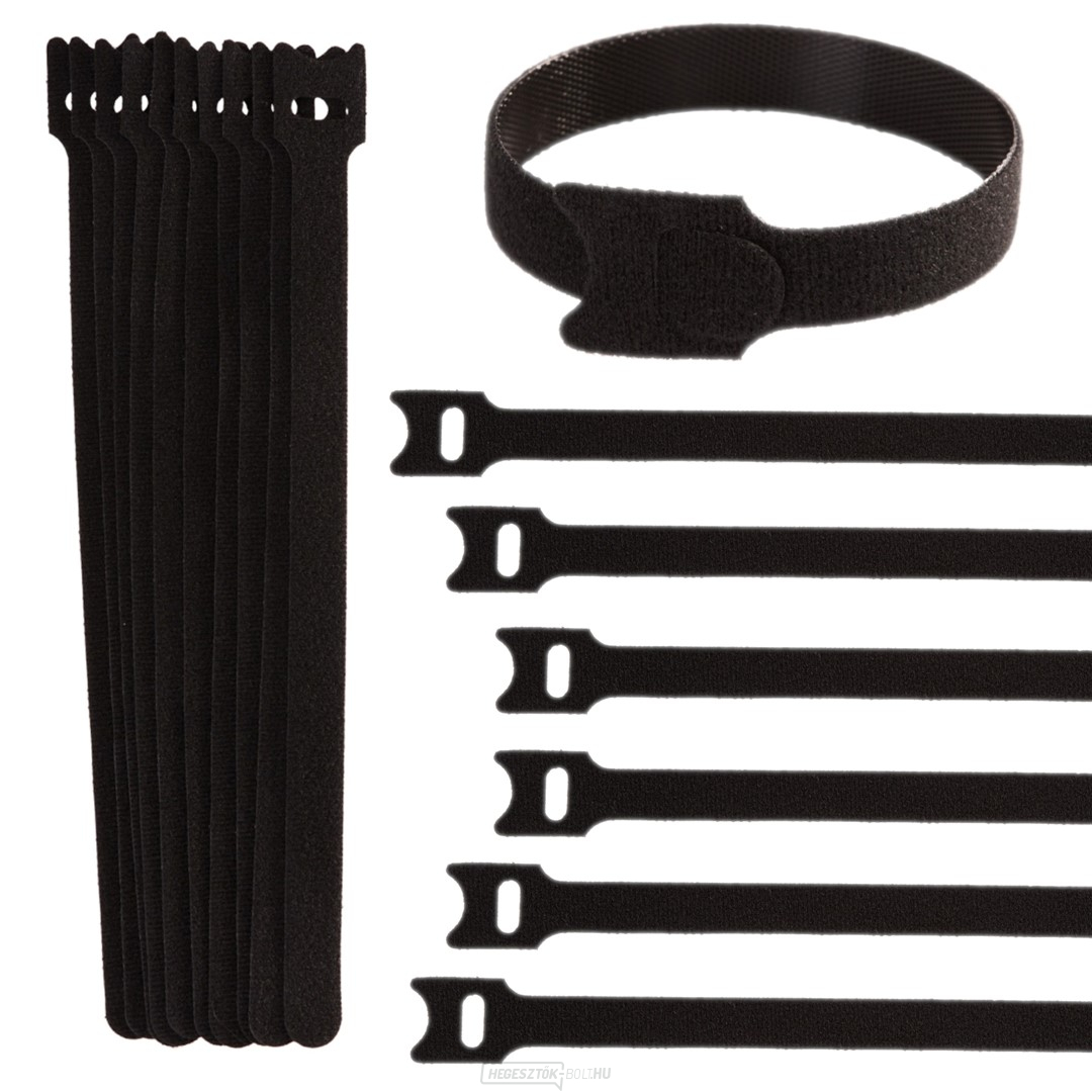 Tépőzáras kábelkötegelő - kábelrendező 210mm x 12mm - 10 db-os készlet (1000)