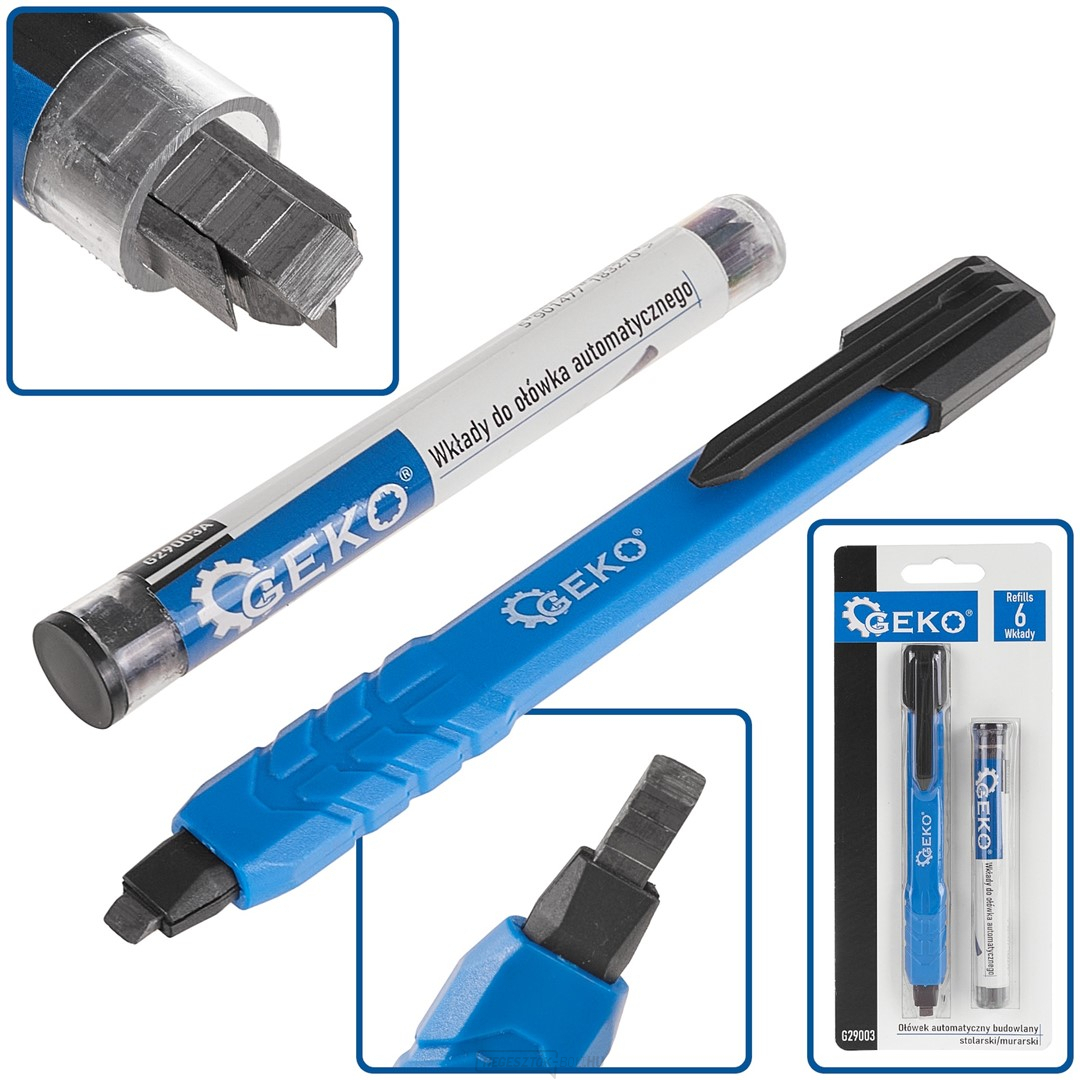 Automatikus építőipari ceruza - ács/műves + 6 utántöltő (250)