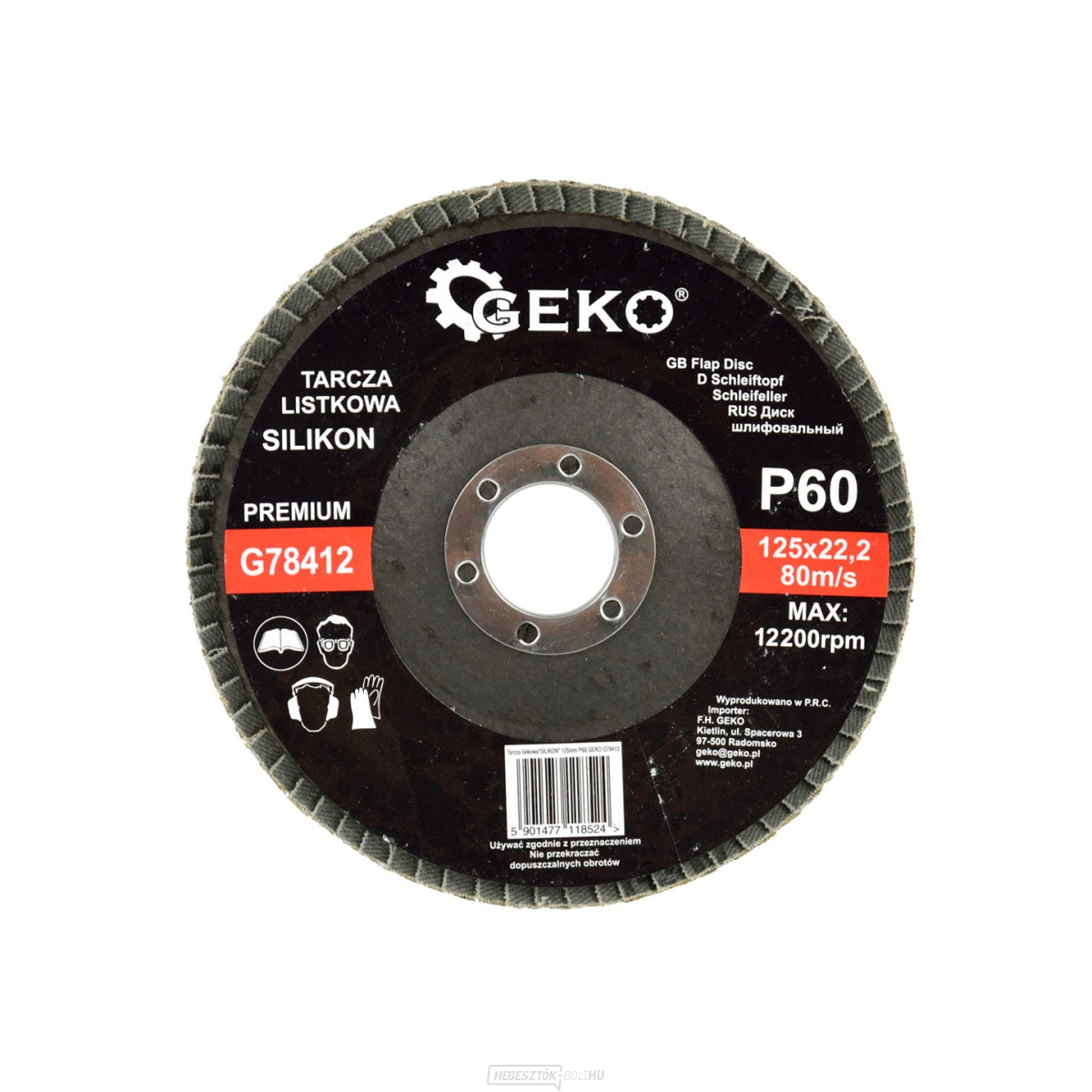 Szilikon" féktárcsa 125mm P60 GEKO PREMIUM (10/200)