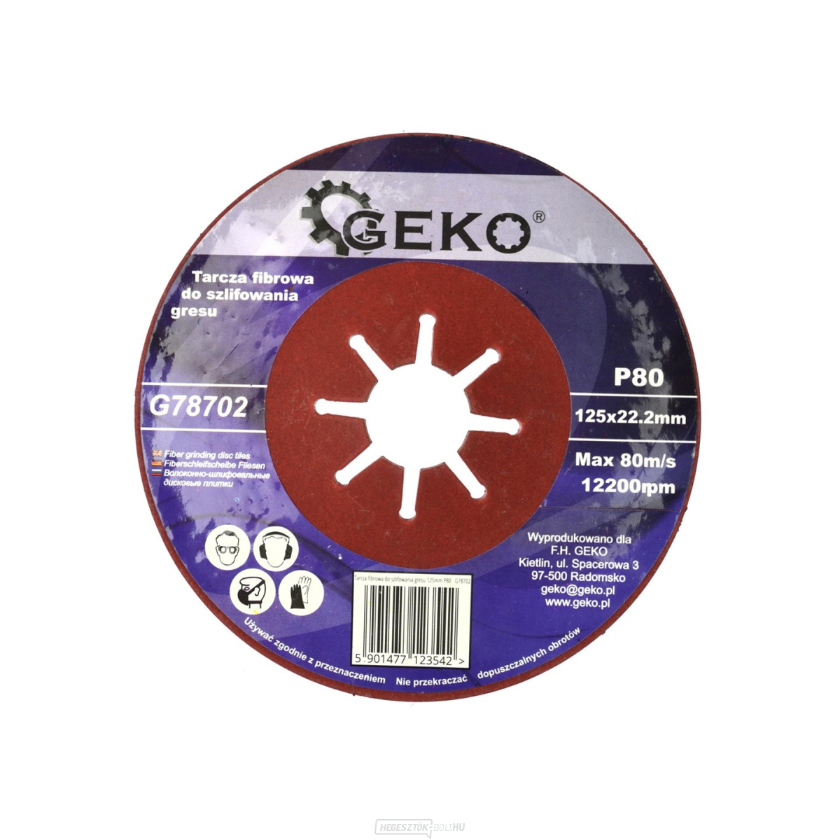 125mm P80 (10/200) kőzetgyalu csiszolókorong (10/200)