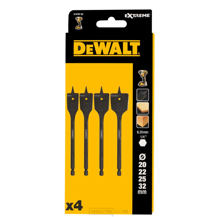 Lapos fafúró készlet DEWALT DT4797 (4 db) Lapos fafúró készlet DEWALT DT4797 (4 db) gallery main image