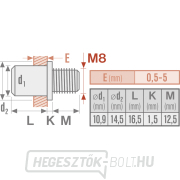 Szegecs acél csavarkészlet 15 db-os, M8x12mm Előnézet 