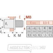 Szegecs acél csavarkészlet 15 db-os, M8x12mm Előnézet 
