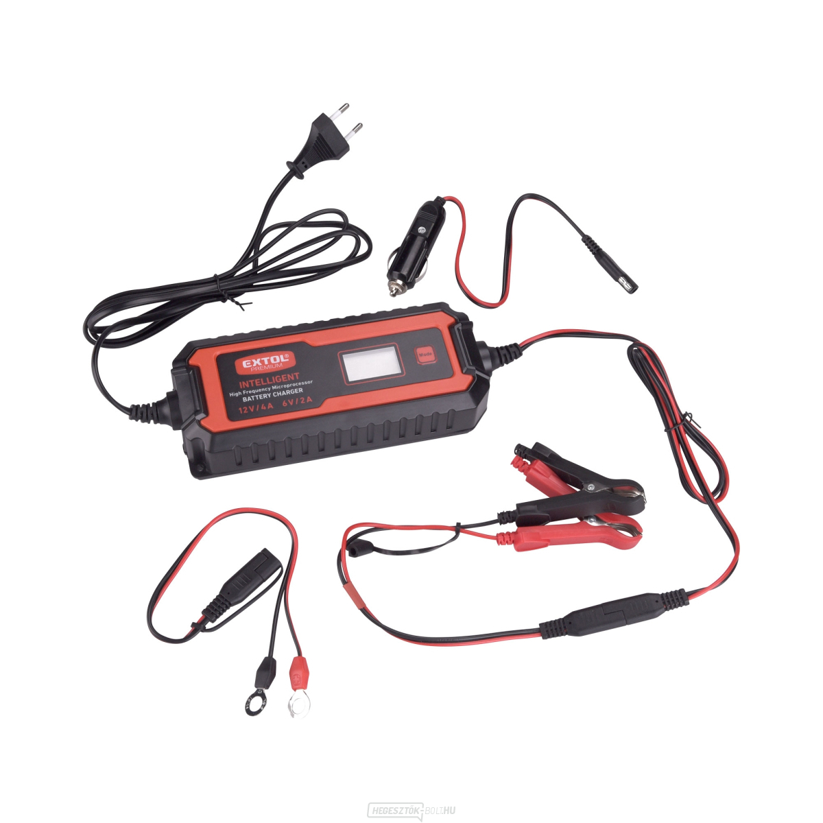 9 fokozatú autós töltő, mikroprocesszorral vezérelve, 12V/6V, 4A