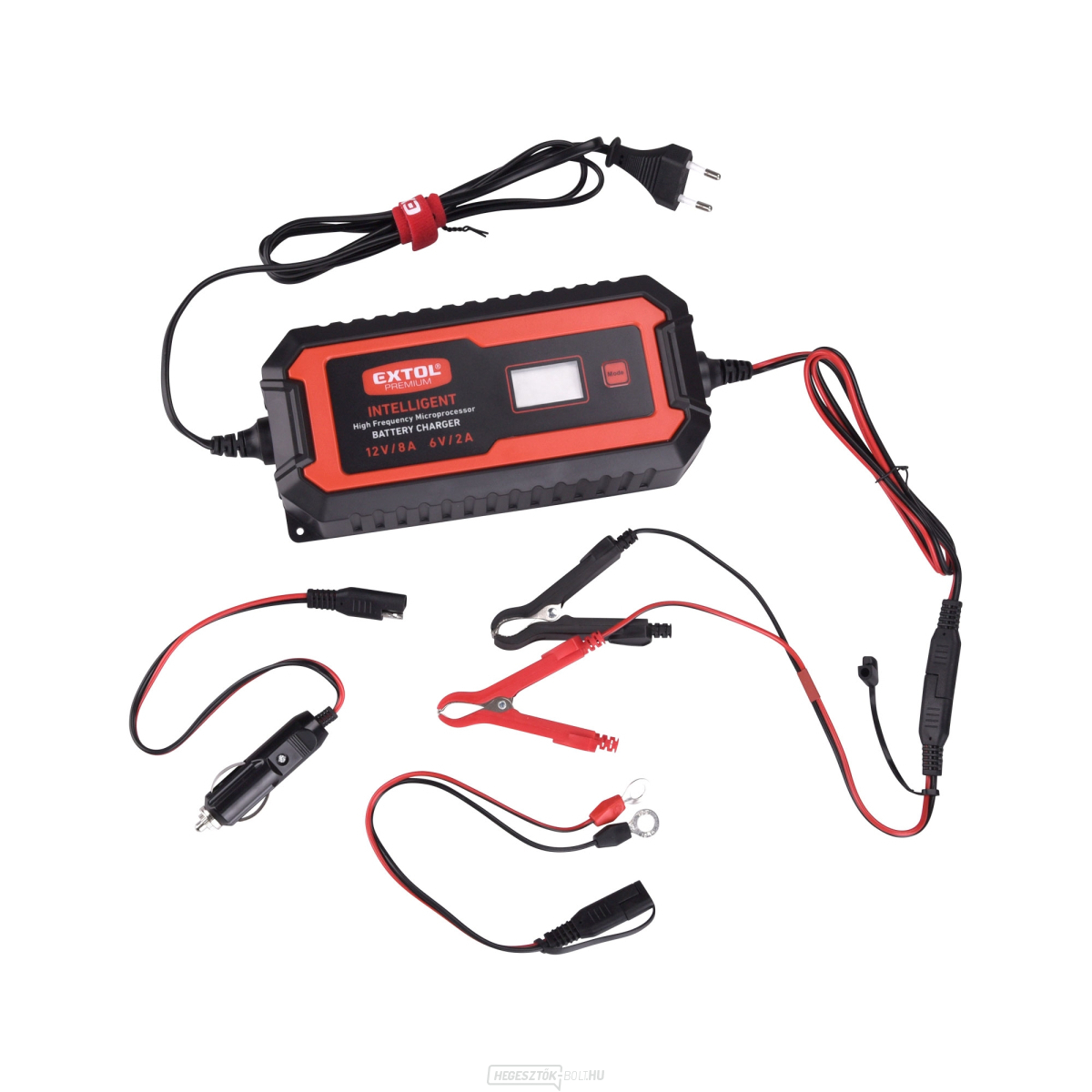 9 fokozatú autós töltő, mikroprocesszorral vezérelve, 12V/6V, 8A