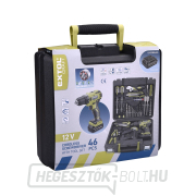 Akkus fúrócsavarhúzó, KEFE NÉLKÜL, 12V Li-ion szerszámokkal, 46 db-os készlet Akkus fúrócsavarhúzó, KEFE NÉLKÜL, 12V Li-ion szerszámokkal, 46 db-os készlet náhled