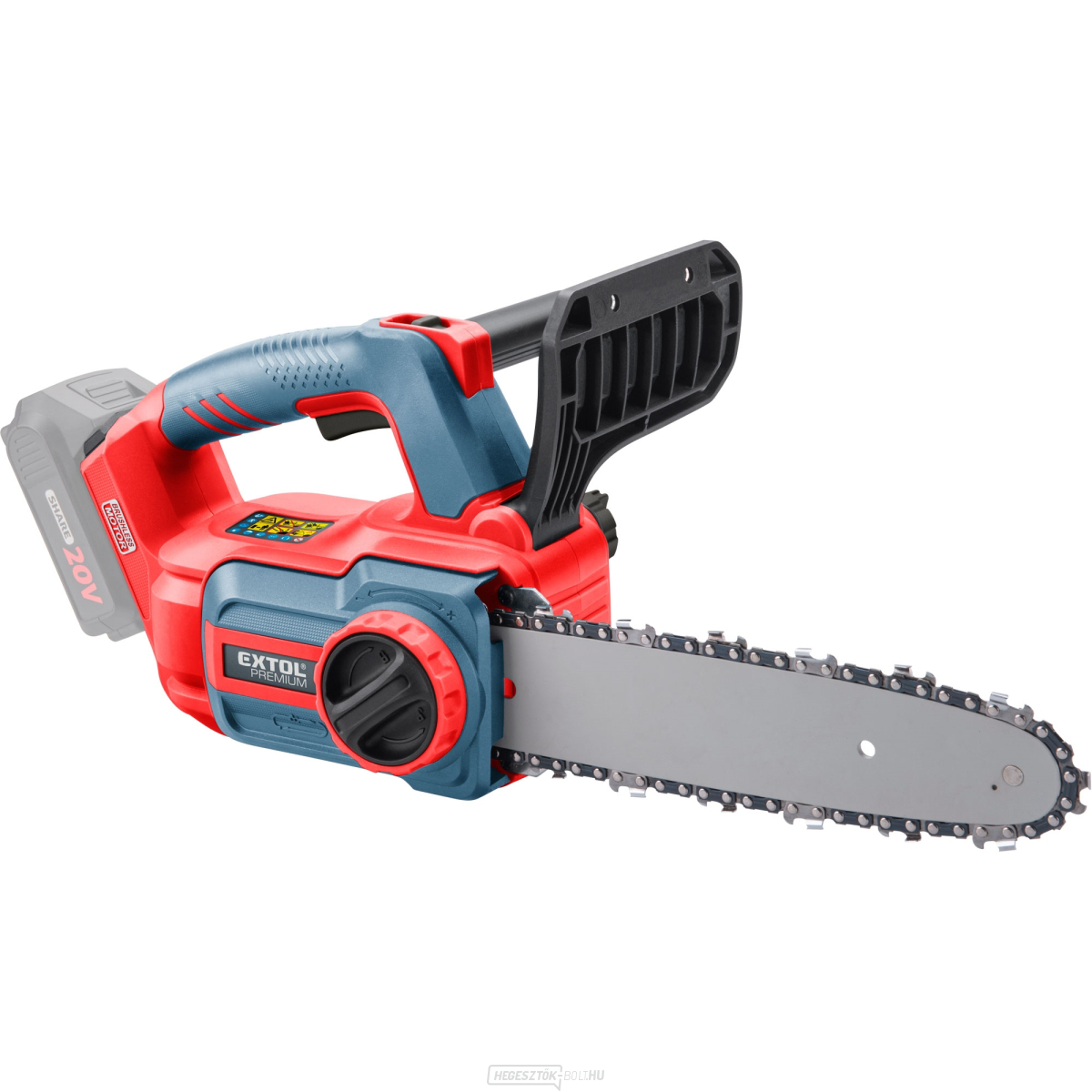 Akkus láncfűrész Extol SHARE20V, KEFE NÉLKÜL, 30cm, akkumulátor és töltő nélkül