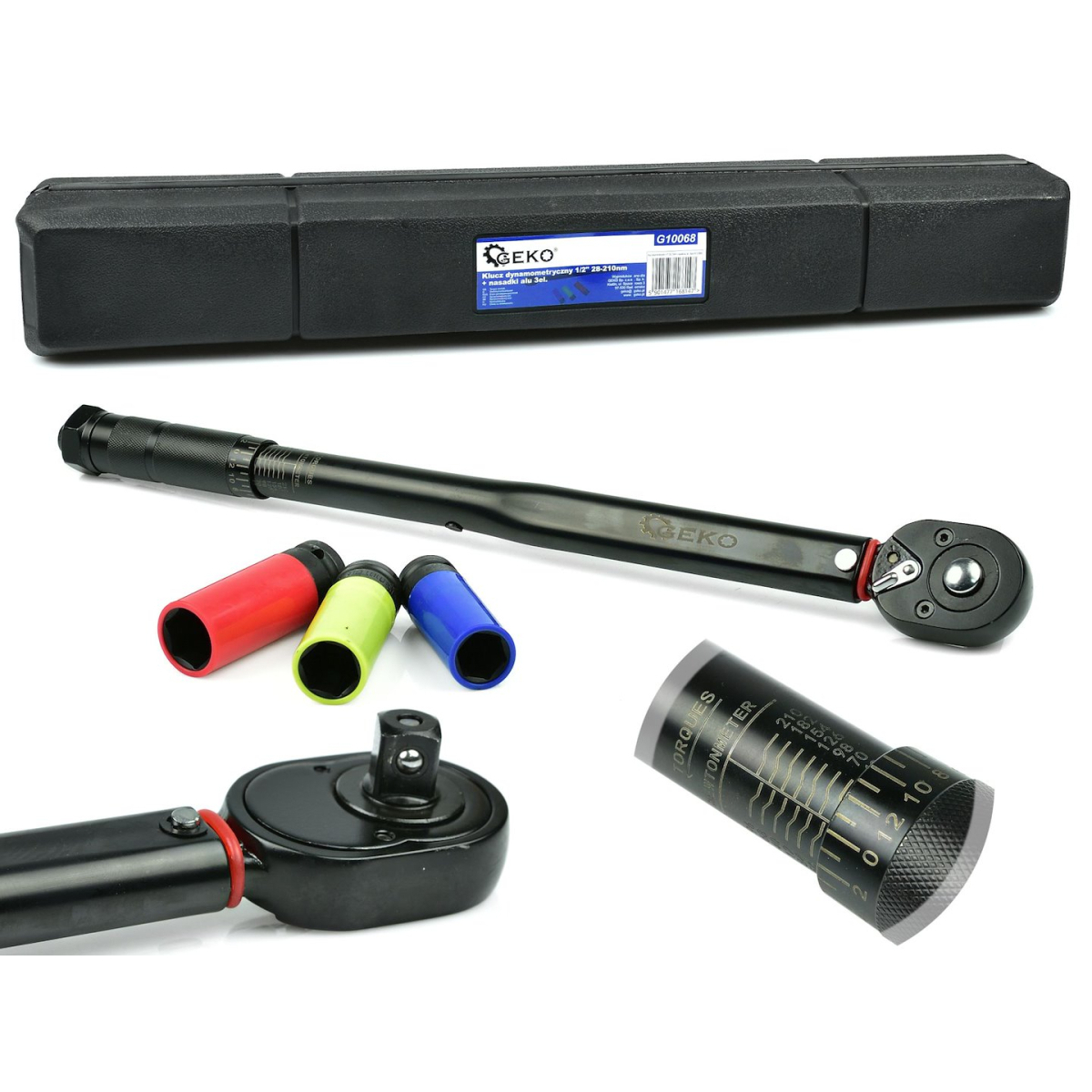 Nyomatékkulcs 1/2" 28-210nm + alu foglalat 3el.  Fekete HD