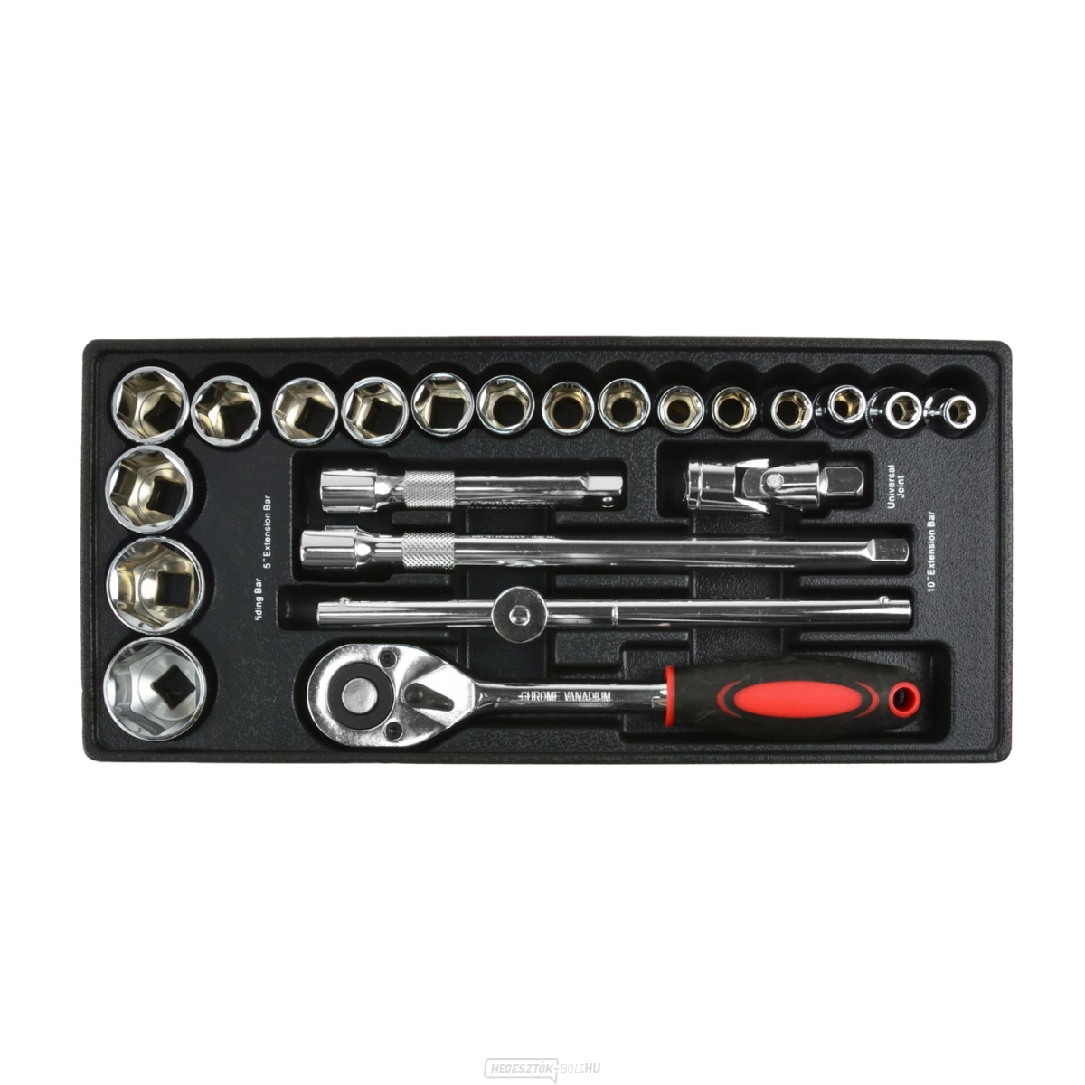 Betét- racsnis dugókulcskészlet 1/2" 10-32mm CRV (5)