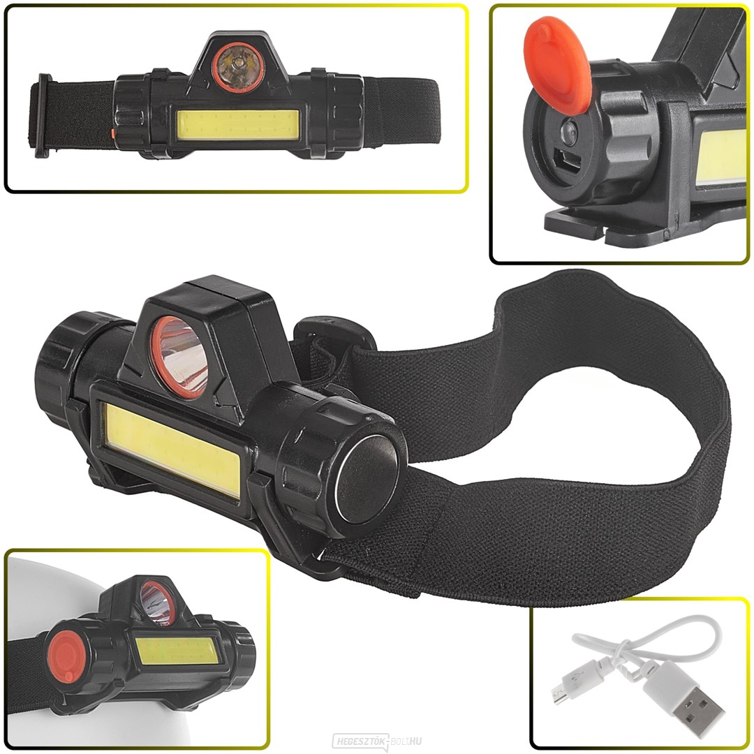 Fejlámpa forgatható fejjel LED COB 3W + XPE 800mAh IP20 (240)