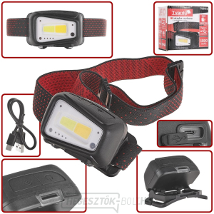Fejlámpa mozgásérzékelővel LED COB 8W (5W+3W) 1800mAh 520lm IP44 (100) gallery main image