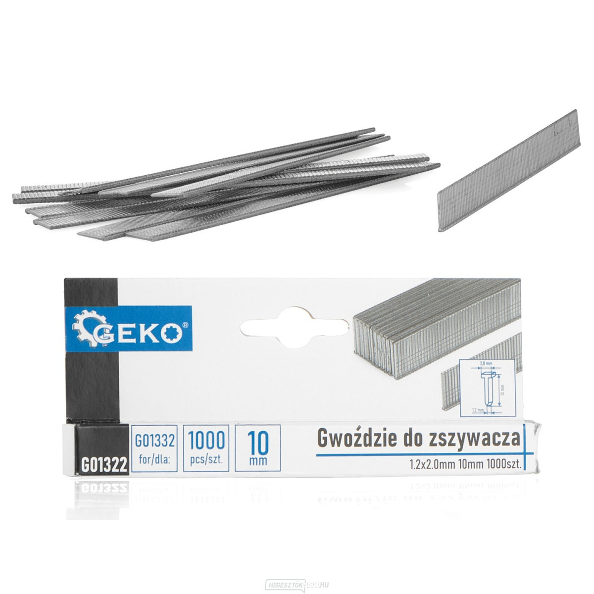 Tűzőszögek 1.2x2.0mm 10mm 1000db. (200)
