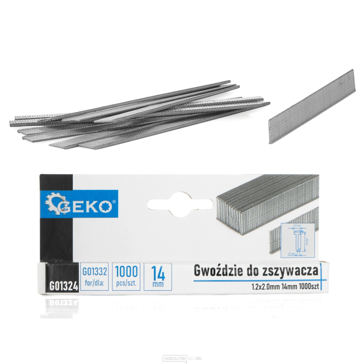 Tűzőszögek 1.2x2.0mm 14mm 1000db. (200)
